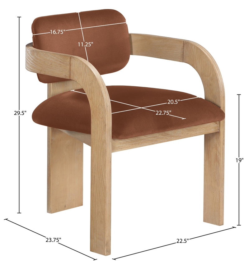 Cedra Velvet Performance Fabric Upholstered Dining Chair in Cognac, Set of 2 - 33050Cognac-C