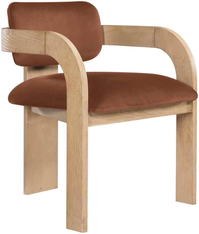 Cedra Velvet Performance Fabric Upholstered Dining Chair in Cognac, Set of 2 - 33050Cognac-C