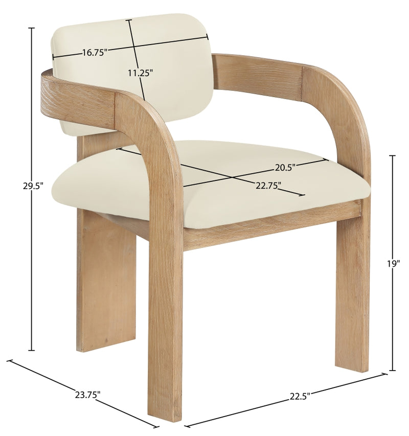 Cedra Velvet Performance Fabric Upholstered Dining Chair in Cream, Set of 2 - 33050Cream-C