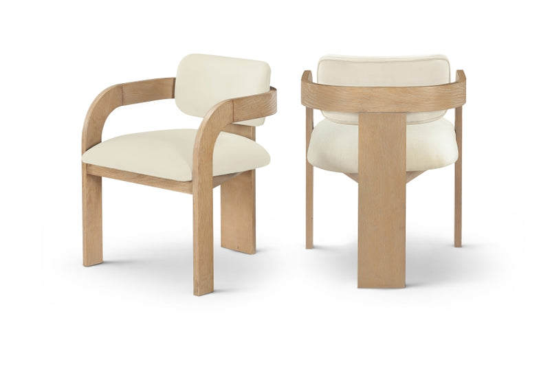 Cedra Velvet Performance Fabric Upholstered Dining Chair in Cream, Set of 2 - 33050Cream-C