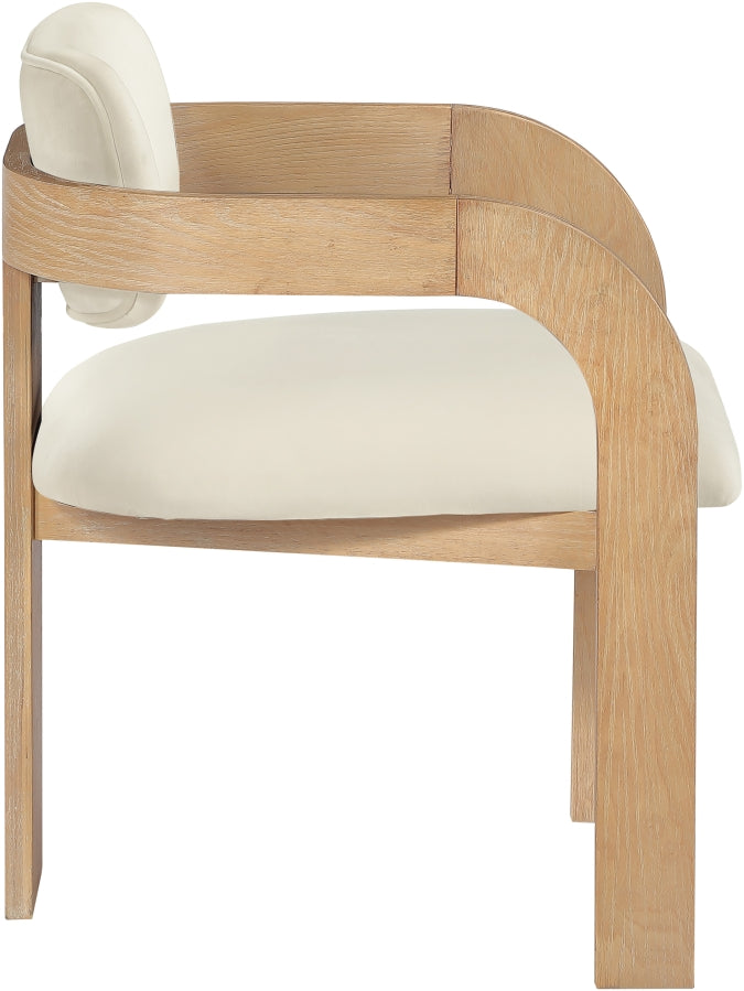 Cedra Velvet Performance Fabric Upholstered Dining Chair in Cream, Set of 2 - 33050Cream-C