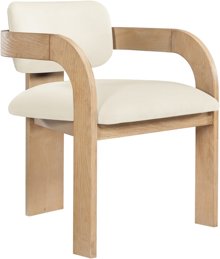 Cedra Velvet Performance Fabric Upholstered Dining Chair in Cream, Set of 2 - 33050Cream-C