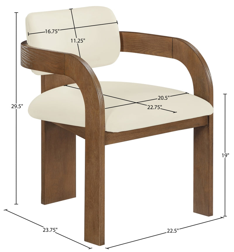Cedra Velvet Performance Fabric Upholstered Dining Chair in Cream, Set of 2 - 33051Cream-C