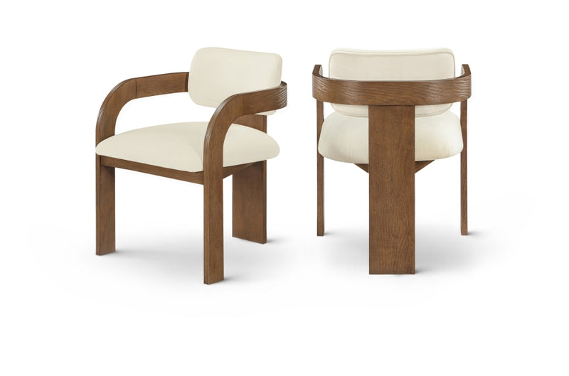 Cedra Velvet Performance Fabric Upholstered Dining Chair in Cream, Set of 2 - 33051Cream-C
