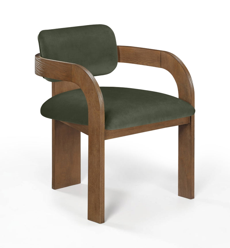 Cedra Velvet Performance Fabric Upholstered Dining Chair in Green, Set of 2 - 33051Green-C
