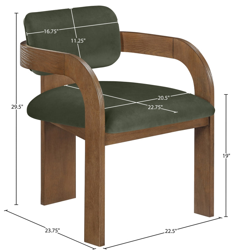 Cedra Velvet Performance Fabric Upholstered Dining Chair in Green, Set of 2 - 33051Green-C