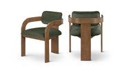 Cedra Velvet Performance Fabric Upholstered Dining Chair in Green, Set of 2 - 33051Green-C