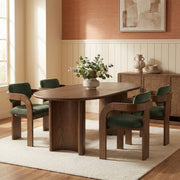 Cedra Velvet Performance Fabric Upholstered Dining Chair in Green, Set of 2 - 33051Green-C