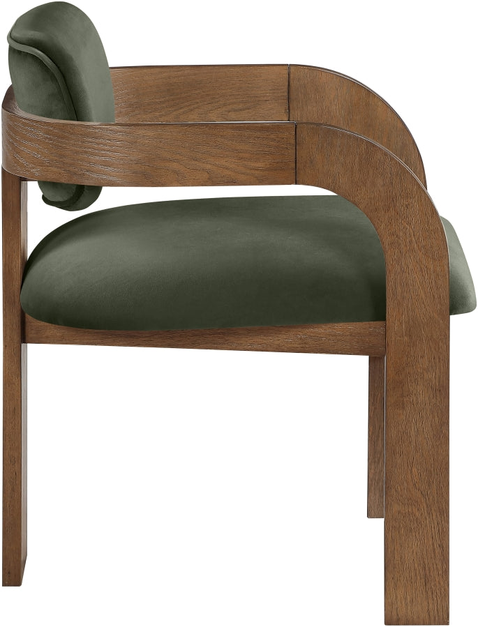 Cedra Velvet Performance Fabric Upholstered Dining Chair in Green, Set of 2 - 33051Green-C