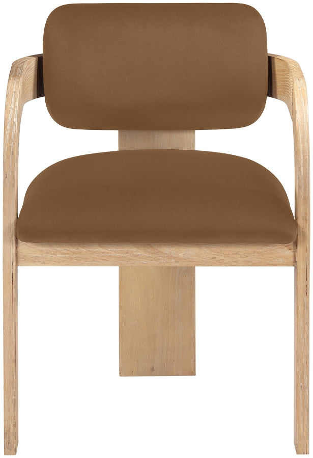 Cedra Velvet Performance Fabric Upholstered Dining Chair in Saddle, Set of 2 - 33050Saddle-C