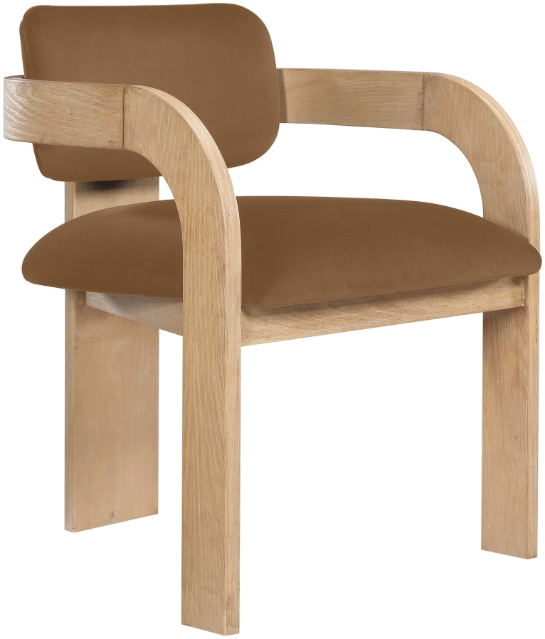 Cedra Velvet Performance Fabric Upholstered Dining Chair in Saddle, Set of 2 - 33050Saddle-C