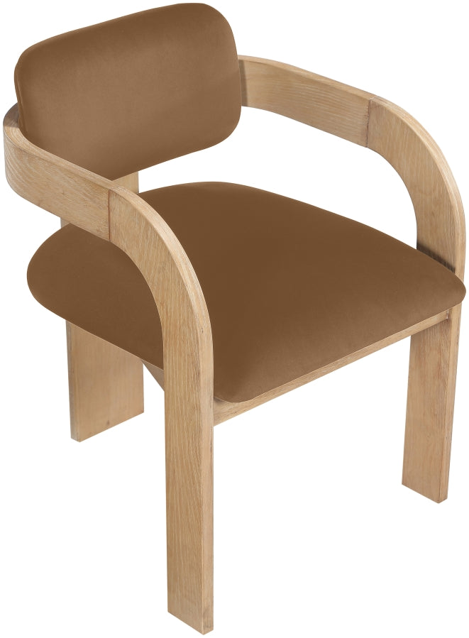 Cedra Velvet Performance Fabric Upholstered Dining Chair in Saddle, Set of 2 - 33050Saddle-C
