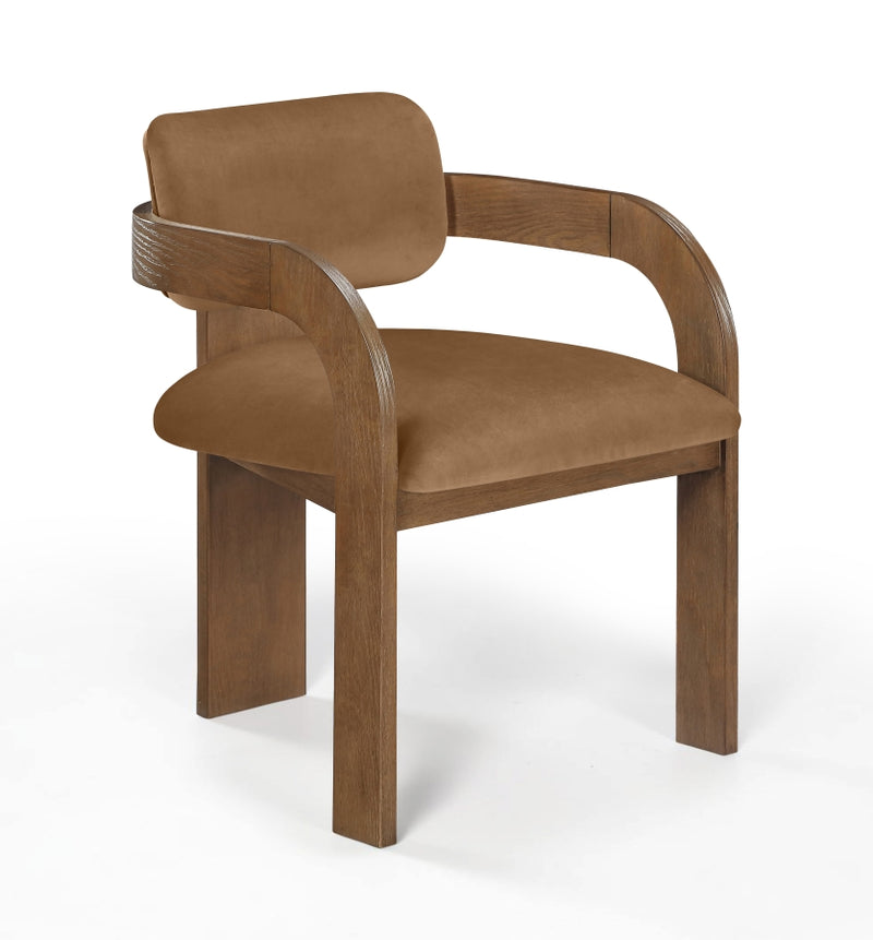 Cedra Velvet Performance Fabric Upholstered Dining Chair in Saddle, Set of 2 - 33051Saddle-C