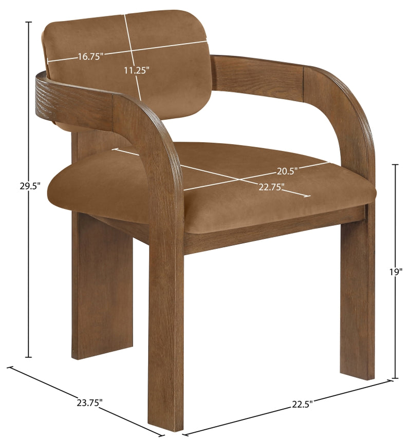 Cedra Velvet Performance Fabric Upholstered Dining Chair in Saddle, Set of 2 - 33051Saddle-C