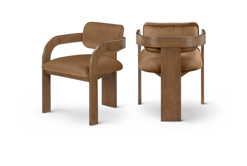 Cedra Velvet Performance Fabric Upholstered Dining Chair in Saddle, Set of 2 - 33051Saddle-C