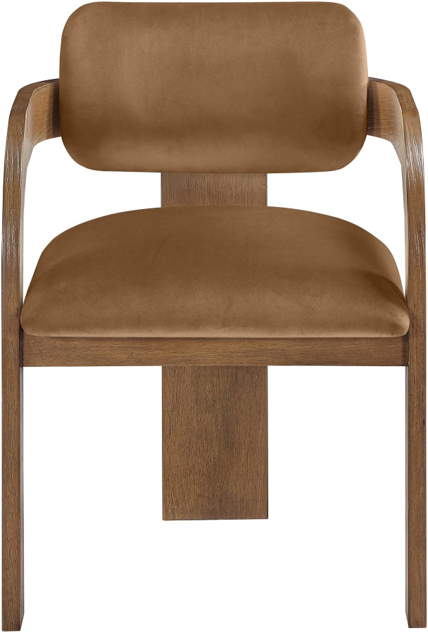 Cedra Velvet Performance Fabric Upholstered Dining Chair in Saddle, Set of 2 - 33051Saddle-C