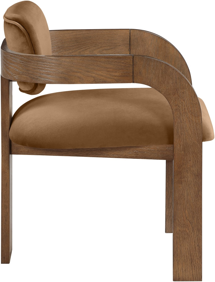 Cedra Velvet Performance Fabric Upholstered Dining Chair in Saddle, Set of 2 - 33051Saddle-C