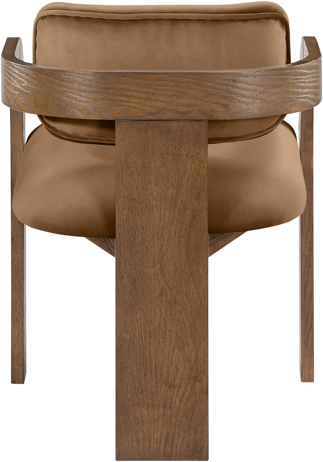 Cedra Velvet Performance Fabric Upholstered Dining Chair in Saddle, Set of 2 - 33051Saddle-C
