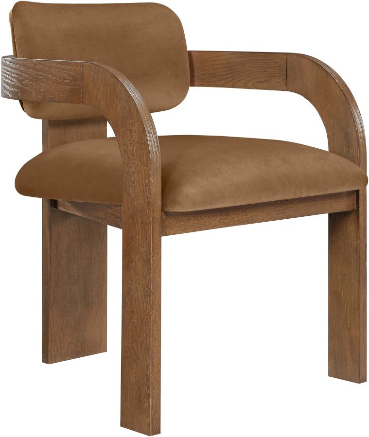Cedra Velvet Performance Fabric Upholstered Dining Chair in Saddle, Set of 2 - 33051Saddle-C