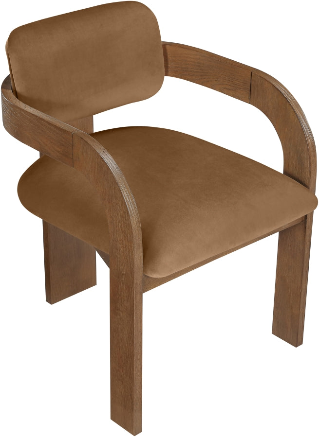 Cedra Velvet Performance Fabric Upholstered Dining Chair in Saddle, Set of 2 - 33051Saddle-C