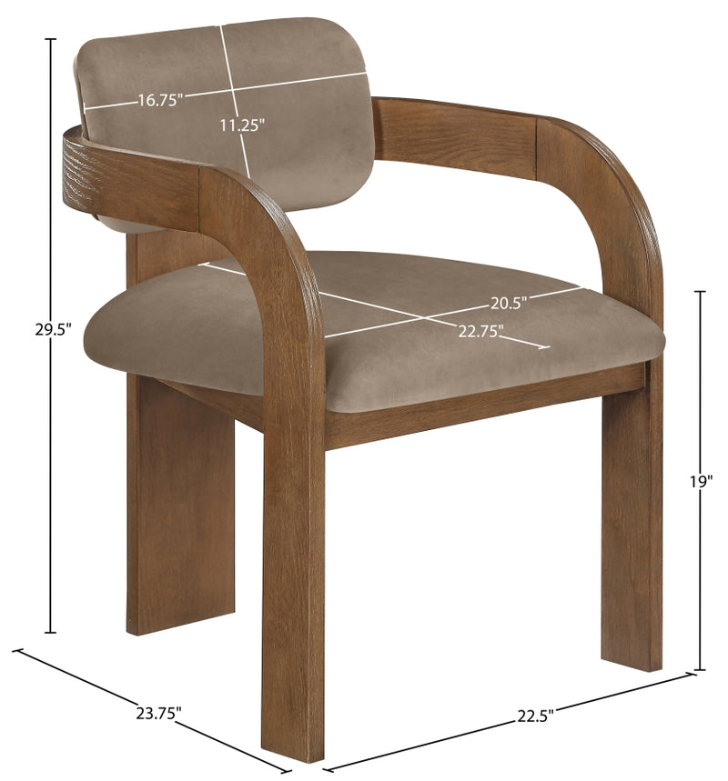 Cedra Velvet Performance Fabric Upholstered Dining Chair in Taupe, Set of 2 - 33051Taupe-C