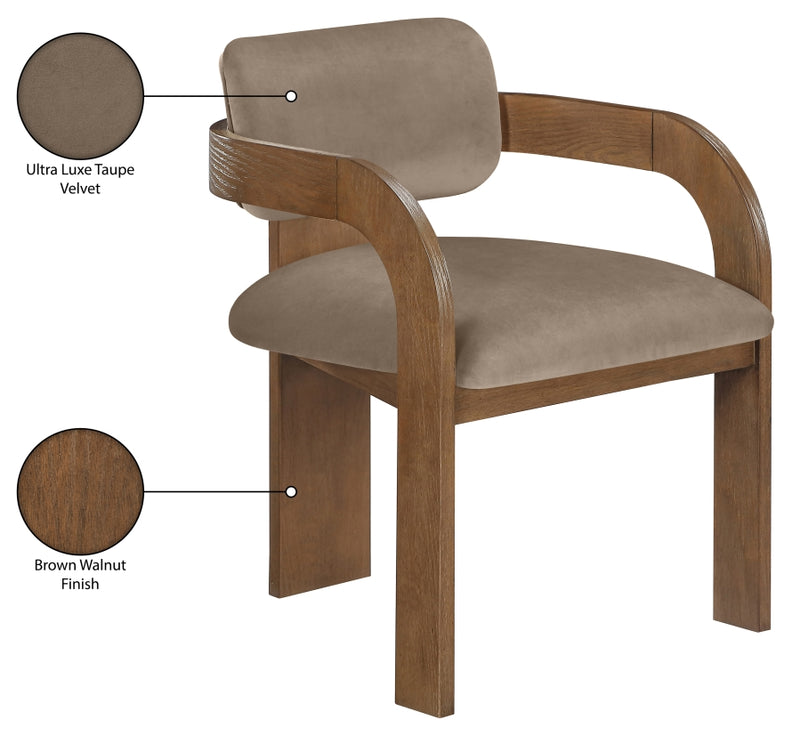 Cedra Velvet Performance Fabric Upholstered Dining Chair in Taupe, Set of 2 - 33051Taupe-C