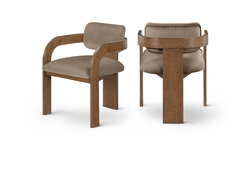 Cedra Velvet Performance Fabric Upholstered Dining Chair in Taupe, Set of 2 - 33051Taupe-C