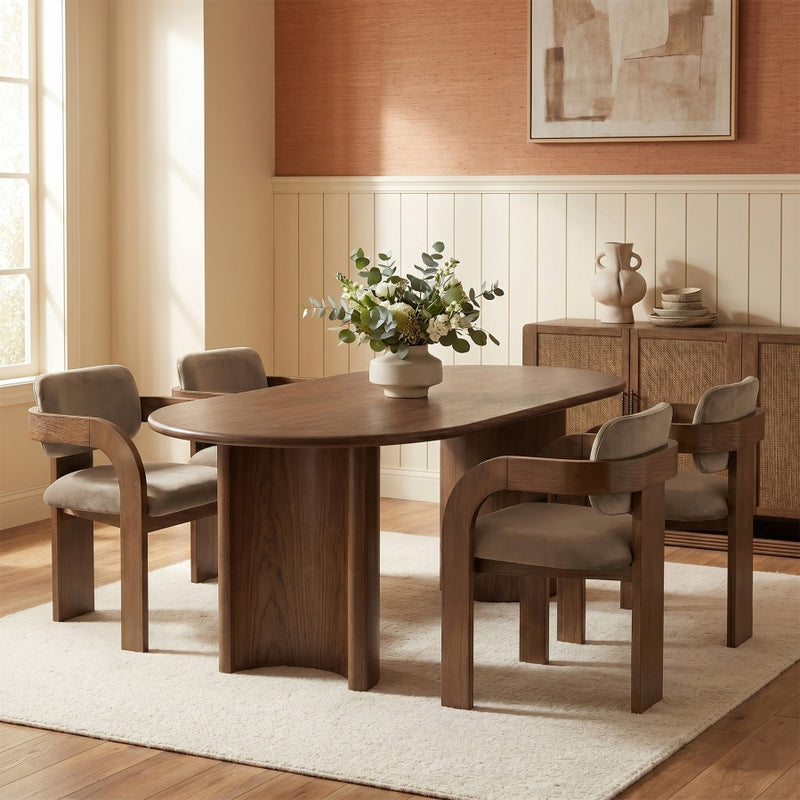Cedra Velvet Performance Fabric Upholstered Dining Chair in Taupe, Set of 2 - 33051Taupe-C