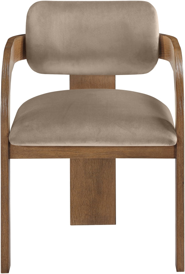 Cedra Velvet Performance Fabric Upholstered Dining Chair in Taupe, Set of 2 - 33051Taupe-C