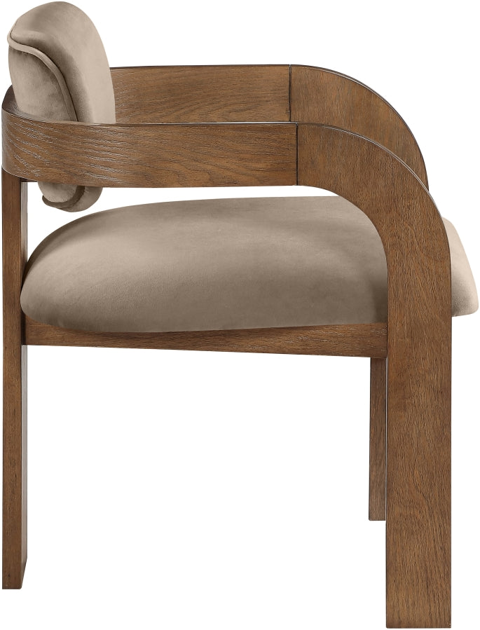 Cedra Velvet Performance Fabric Upholstered Dining Chair in Taupe, Set of 2 - 33051Taupe-C