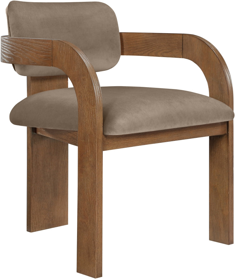 Cedra Velvet Performance Fabric Upholstered Dining Chair in Taupe, Set of 2 - 33051Taupe-C
