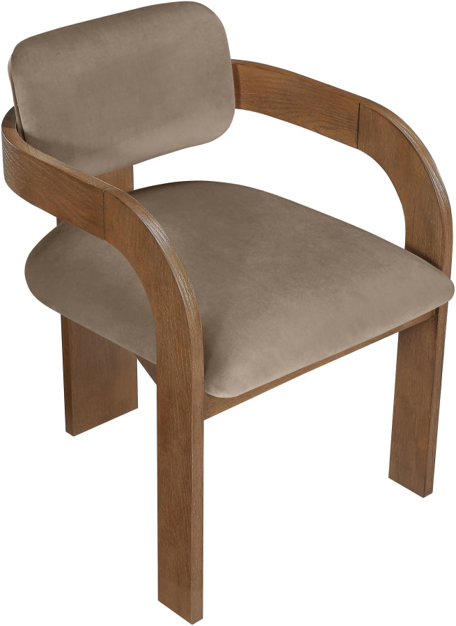 Cedra Velvet Performance Fabric Upholstered Dining Chair in Taupe, Set of 2 - 33051Taupe-C