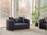 Ceko 3-pieces (Sofa & Loveseat & Chair) Livingroom Set Black in Black - 101-CEK-LUN09-321