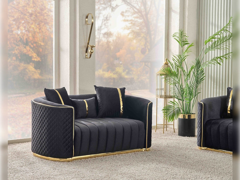 Ceko 3-pieces (Sofa & Loveseat & Chair) Livingroom Set Black in Black - 101-CEK-LUN09-321