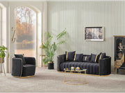 Ceko 3-pieces (Sofa & Loveseat & Chair) Livingroom Set Black in Black - 101-CEK-LUN09-321
