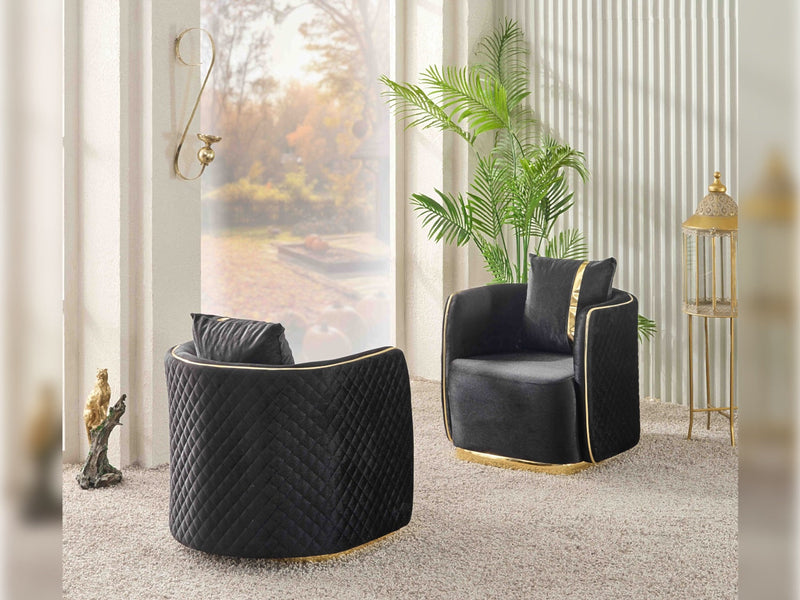 Ceko 4-pieces (2 Sofa & 2 Chair) Livingroom Set Black in Black - 101-CEK-LUN09-3311