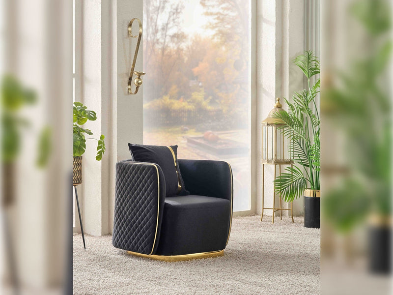 Ceko 4-pieces (2 Sofa & 2 Chair) Livingroom Set Black in Black - 101-CEK-LUN09-3311