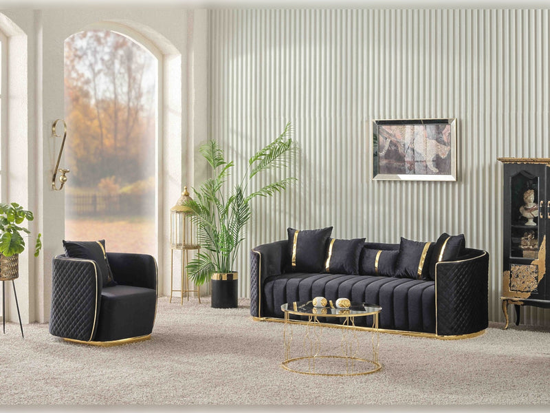 Ceko Stationary Sofa Cream in Black - 101-CEK-LUN09-3