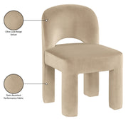 Celine Velvet Performance Fabric Upholstered Dining Chair in Beige, Set of 2 - 88013Beige-C