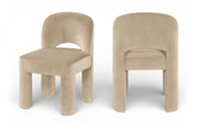 Celine Velvet Performance Fabric Upholstered Dining Chair in Beige, Set of 2 - 88013Beige-C