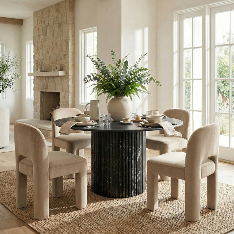 Celine Velvet Performance Fabric Upholstered Dining Chair in Beige, Set of 2 - 88013Beige-C