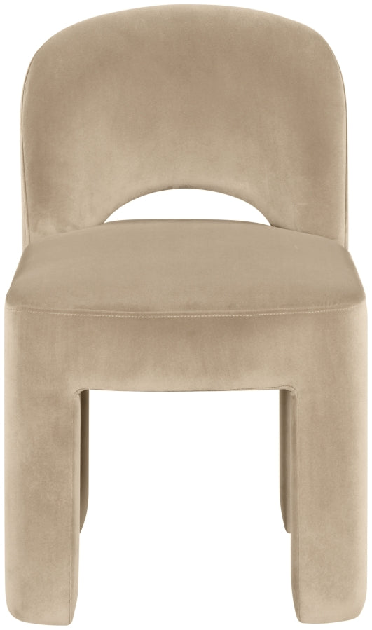 Celine Velvet Performance Fabric Upholstered Dining Chair in Beige, Set of 2 - 88013Beige-C