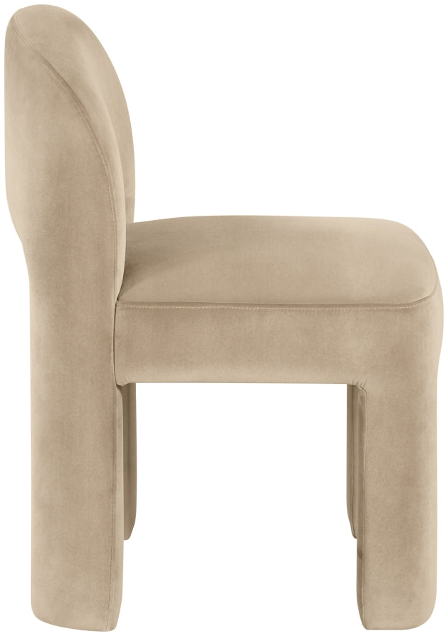 Celine Velvet Performance Fabric Upholstered Dining Chair in Beige, Set of 2 - 88013Beige-C