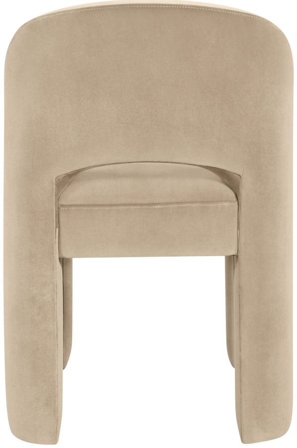Celine Velvet Performance Fabric Upholstered Dining Chair in Beige, Set of 2 - 88013Beige-C