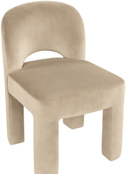 Celine Velvet Performance Fabric Upholstered Dining Chair in Beige, Set of 2 - 88013Beige-C