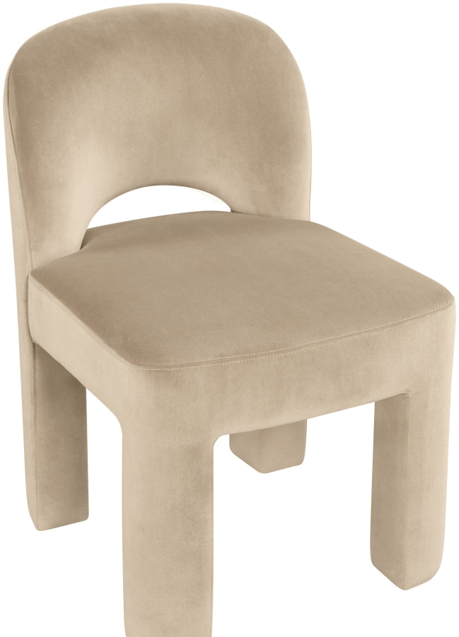Celine Velvet Performance Fabric Upholstered Dining Chair in Beige, Set of 2 - 88013Beige-C