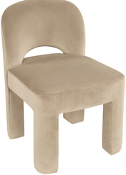 Celine Velvet Performance Fabric Upholstered Dining Chair in Beige, Set of 2 - 88013Beige-C