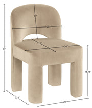 Celine Velvet Performance Fabric Upholstered Dining Chair in Beige, Set of 2 - 88013Beige-C