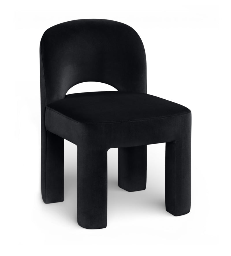 Celine Velvet Performance Fabric Upholstered Dining Chair in Black, Set of 2 - 88013Black-C