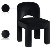 Celine Velvet Performance Fabric Upholstered Dining Chair in Black, Set of 2 - 88013Black-C